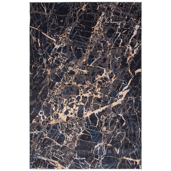 ECARPET Black Marble 5.25-ft x 7.25-ft Black Rectangular Area rug