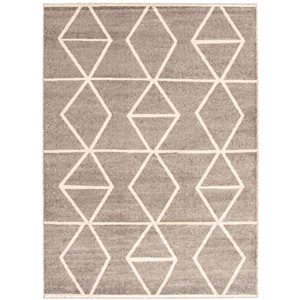 ECARPET Ana 4-ft x 5.5-ft Grey and Ivory Rectangular Area rug