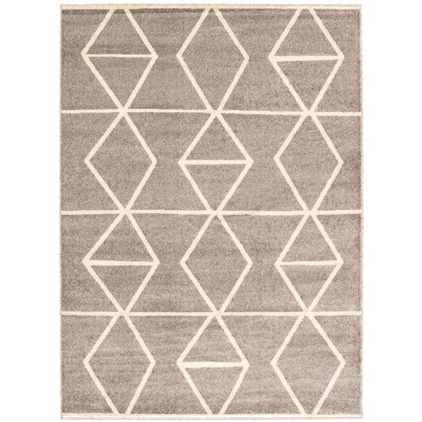 Tapis Ana par ECARPET rectangulaire gris et ivoire de 4 pi x 5,5 pi