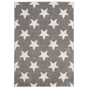 ECARPET Angel 5.25-ft x 7.5-ft Grey Rectangular Area rug