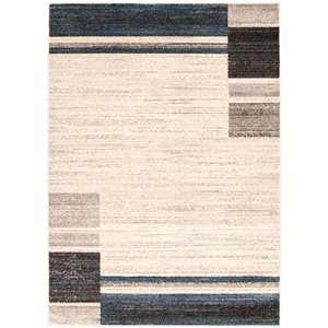 ECARPET Ayla 8-ft x 10-ft Ivory and Blue Rectangular Area rug