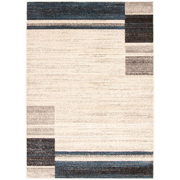 Tapis Ayla par ECARPET rectangulaire ivoire et bleu de 8 pi x 10 pi