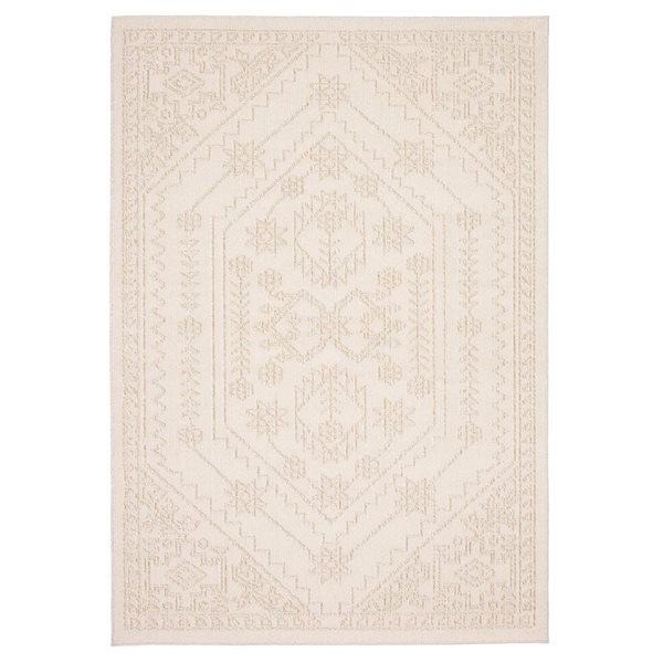 ECARPET Boheme 5-ft x 7-ft Beige Rectangular Area rug