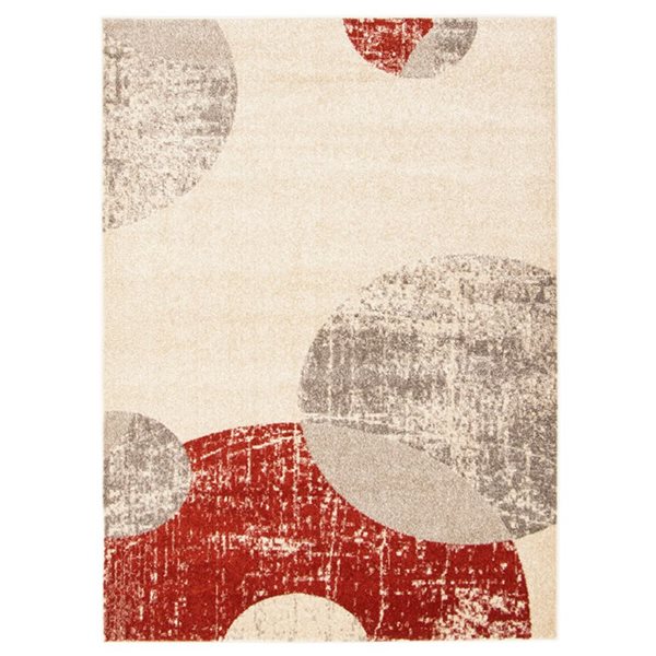 Tapis Bellagio par ECARPET rectangulaire ivoire et rouge de 7,5 pi x 9,5 pi