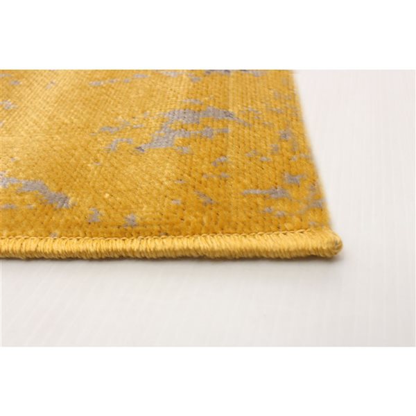 Tapis Charlotte par ECARPET rectangulaire jaune de 5,25 pi x 7,5 pi