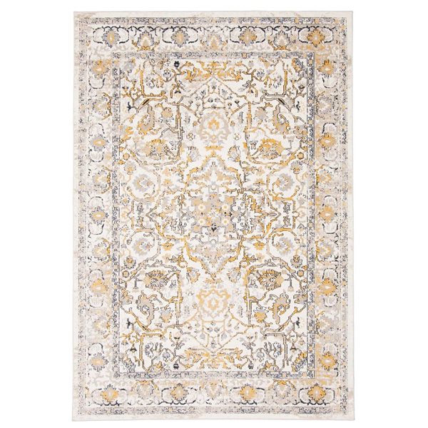 ECARPET Aqua Legacy 5-ft x 7-ft Ivory Rectangular Area rug