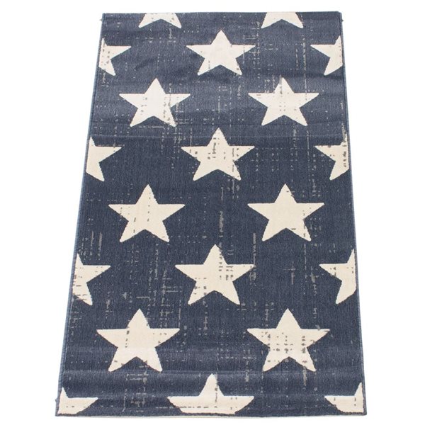 ECARPET Angel 3-ft x 5-ft Navy Blue Rectangular Area rug