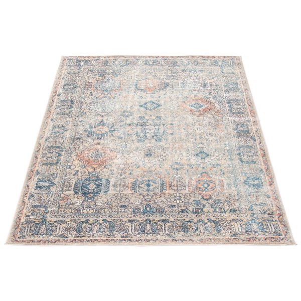 ECARPET Bolivia Yalameh 5-ft x 8-ft Grey and Blue Rectangular Area rug