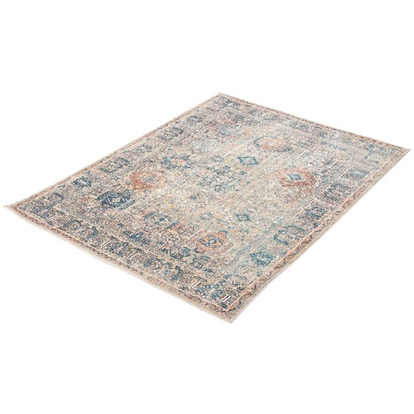 ECARPET Bolivia Yalameh 5-ft x 8-ft Grey and Blue Rectangular Area rug