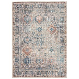 ECARPET Bolivia Yalameh 5-ft x 8-ft Grey and Blue Rectangular Area rug