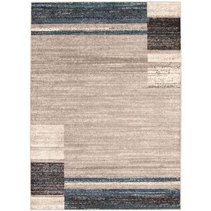 ECARPET Ayla 5.25-ft x 7.25-ft Grey and Blue Rectangular Area rug