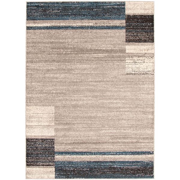 Tapis Ayla par ECARPET rectangulaire gris et bleu de 5,25 pi x 7,25 pi