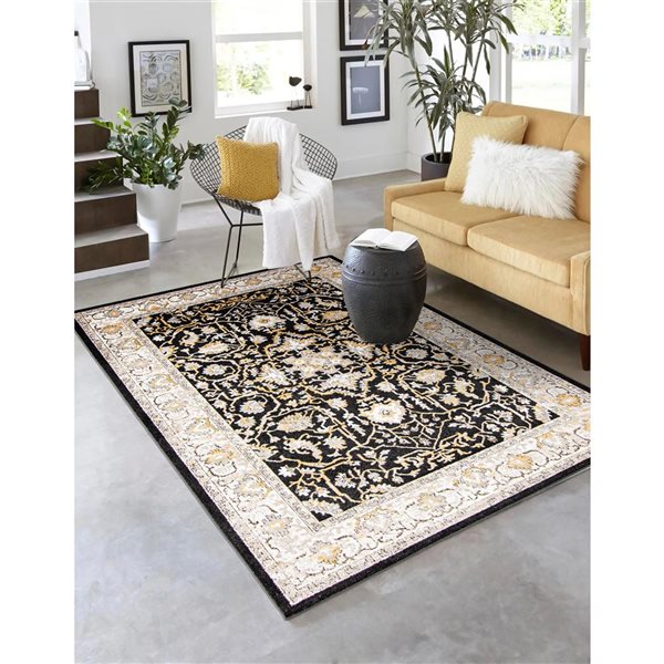 ECARPET Aqua Legacy 3-ft x 5-ft Black Rectangular Area rug