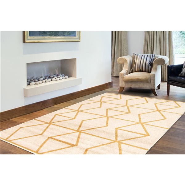 Tapis Ana par ECARPET rectangulaire ivoire et or de 4 pi x 5,5 pi