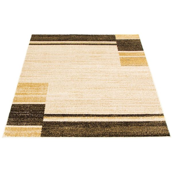 ECARPET Ayla 4-ft x 5.5-ft Ivory and Brown Rectangular Area rug