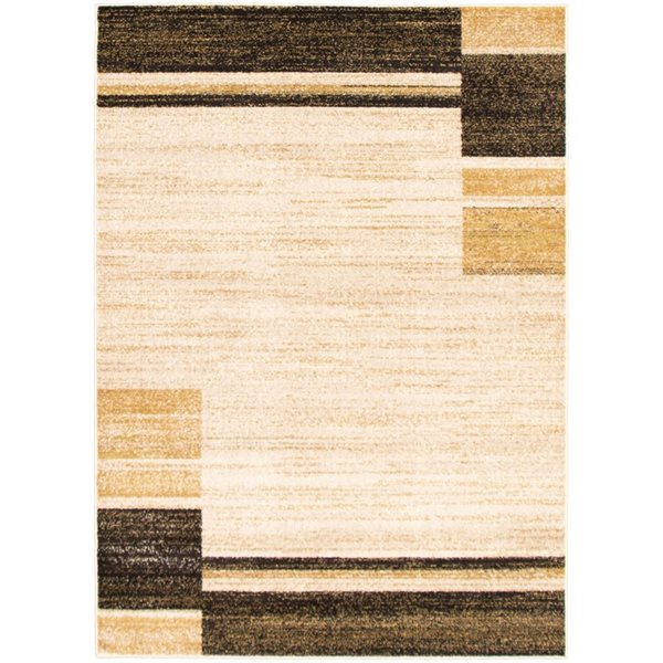 ECARPET Ayla 4-ft x 5.5-ft Ivory and Brown Rectangular Area rug