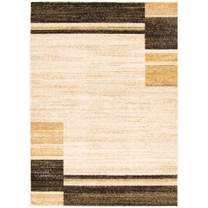 ECARPET Ayla 4-ft x 5.5-ft Ivory and Brown Rectangular Area rug