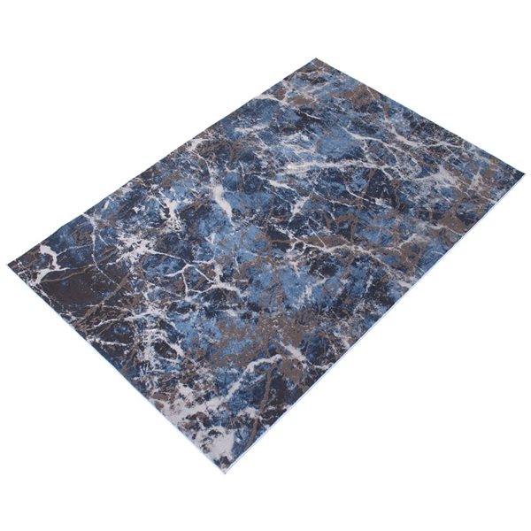 Tapis Blue Marble par ECARPET rectangulaire bleu de 8 pi x 10 pi