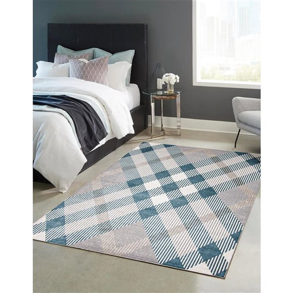 ECARPET Aqua Kors 6-ft x 9-ft Grey Rectangular Area rug