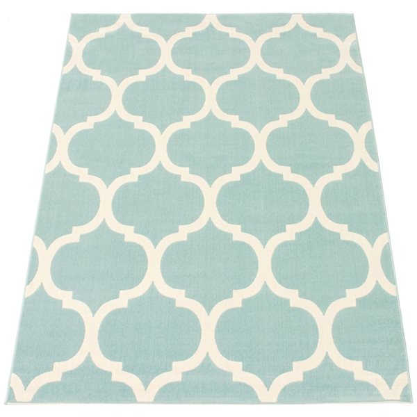 ECARPET Arbour 5.25-ft x 7.5-ft Aqua Rectangular Area rug