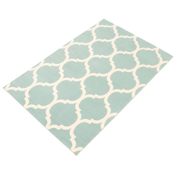 ECARPET Arbour 5.25-ft x 7.5-ft Aqua Rectangular Area rug