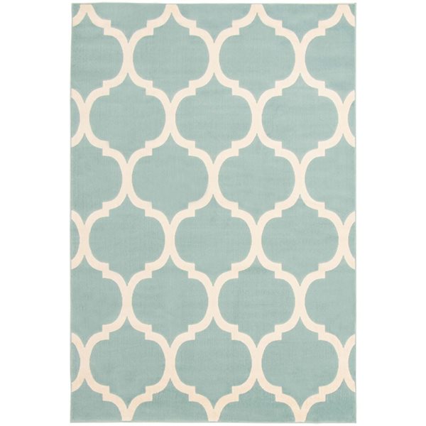 ECARPET Arbour 5.25-ft x 7.5-ft Aqua Rectangular Area rug