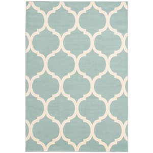 ECARPET Arbour 5.25-ft x 7.5-ft Aqua Rectangular Area rug