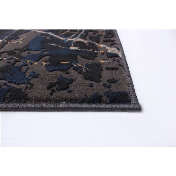 ECARPET Black Marble 8-ft x 10-ft Black Rectangular Area rug