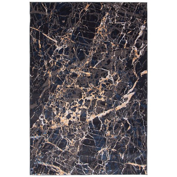 ECARPET Black Marble 8-ft x 10-ft Black Rectangular Area rug