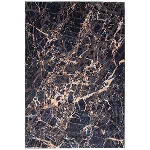 ECARPET Black Marble 8-ft x 10-ft Black Rectangular Area rug