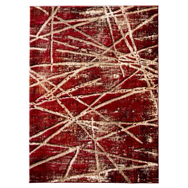 Tapis Ceyla par ECARPET rectangulaire rouge de 5,25 pi x 7,25 pi