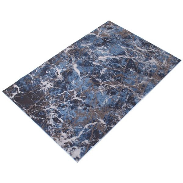 ECARPET Blue Marble 5.25-ft x 7.25-ft Blue Rectangular Area rug