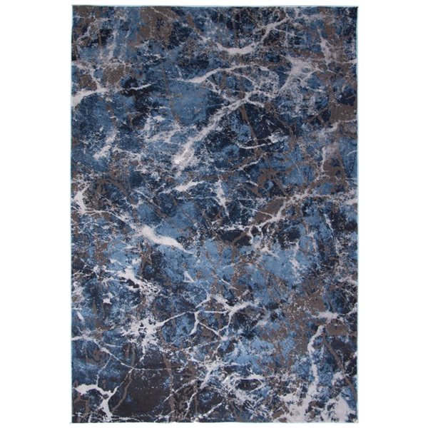 Tapis Blue Marble par ECARPET rectangulaire bleu de 5,25 pi x 7,25 pi