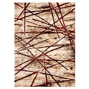 ECARPET Ceyla 5.25-ft x 7.25-ft Gold and Red Rectangular Area rug