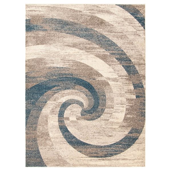 ECARPET Cora 6.5-ft x 9.5-ft Ivory and Blue Rectangular Area rug