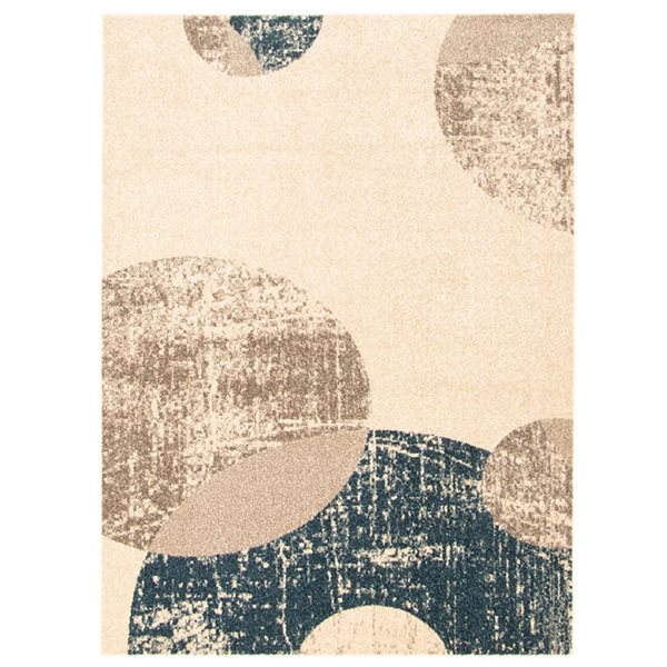 ECARPET Bellagio 6.5-ft x 9.5-ft Ivory and Blue Rectangular Area rug