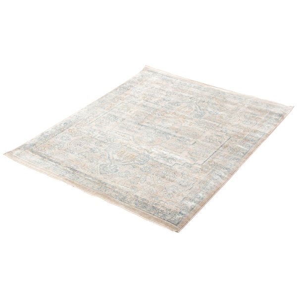 Tapis Bahama Heriz par ECARPET rectangulaire beige et bleu de 5,25 pi x 6,5 pi