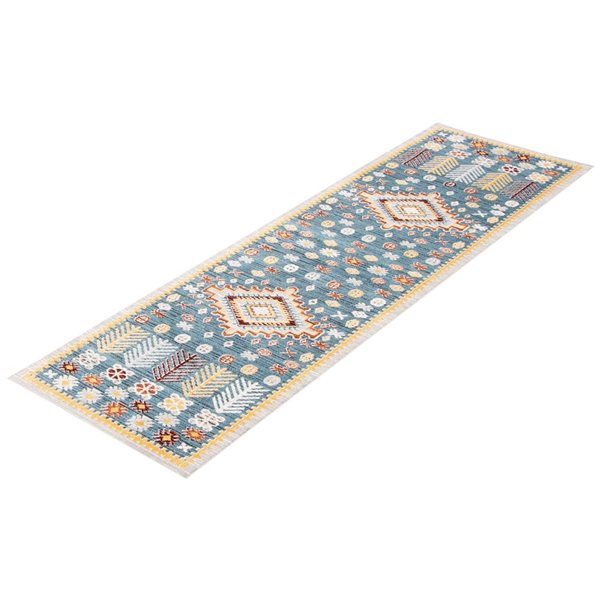 ECARPET Aqua Gypsy 2.5-ft x 8-ft Blue Rectangular Runner