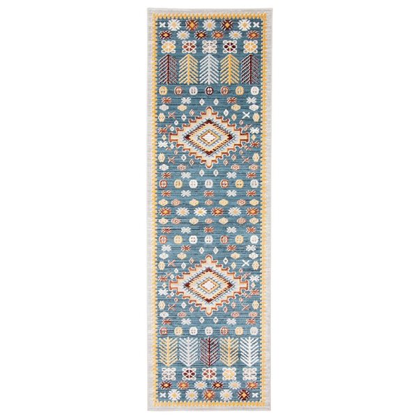 Tapis de passage Aqua Gypsy par ECARPET rectangulaire bleu de 2,5 pi x 8 pi