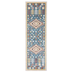 Tapis de passage Aqua Gypsy par ECARPET rectangulaire bleu de 2,5 pi x 8 pi