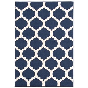 ECARPET Cambridge 5.25-ft x 7.5-ft Navy Blue and Ivory Rectangular Area rug