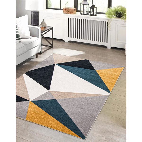 ECARPET Aqua Gemma 5-ft x 7-ft Multicolour Rectangular Area rug