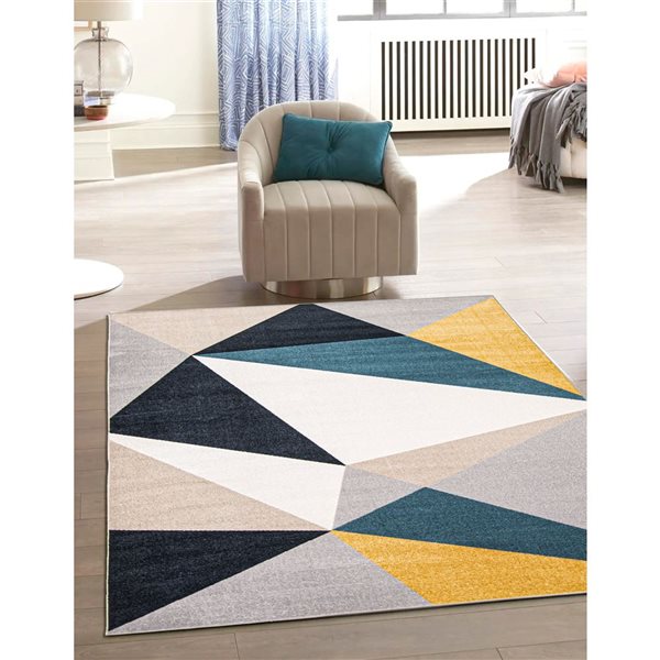 ECARPET Aqua Gemma 5-ft x 7-ft Multicolour Rectangular Area rug