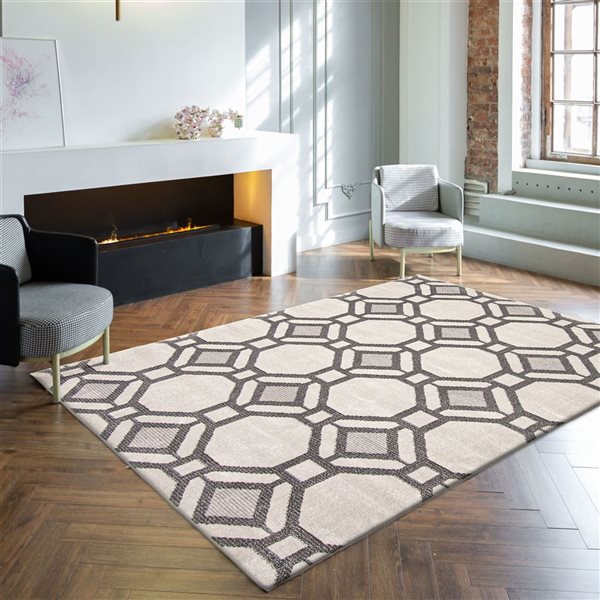 Tapis Acadia par ECARPET rectangulaire ivoire de 8 pi x 10 pi