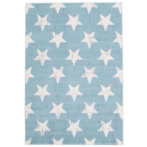 ECARPET Angel 4.5-ft x 6.5-ft Aqua Rectangular Area rug