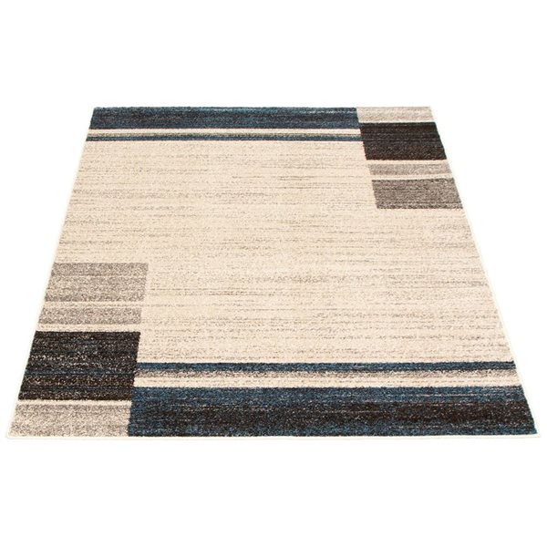 Tapis Ayla par ECARPET rectangulaire ivoire et bleu de 4 pi x 5,5 pi