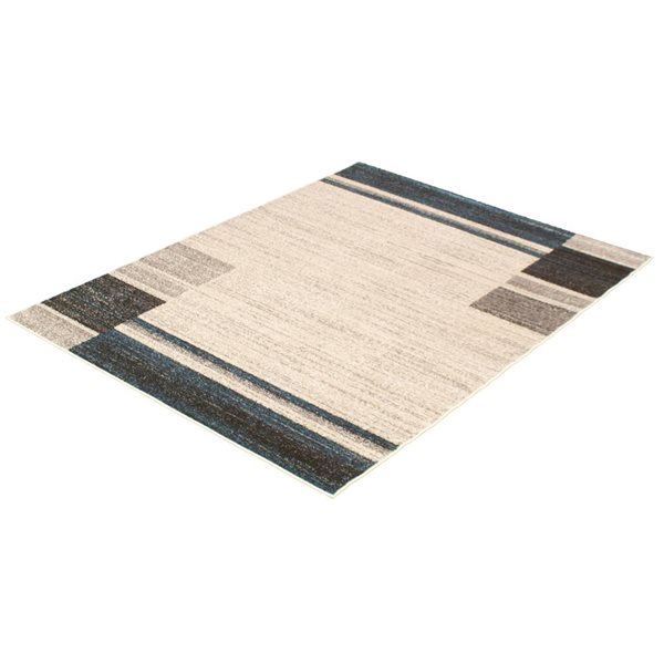 Tapis Ayla par ECARPET rectangulaire ivoire et bleu de 4 pi x 5,5 pi