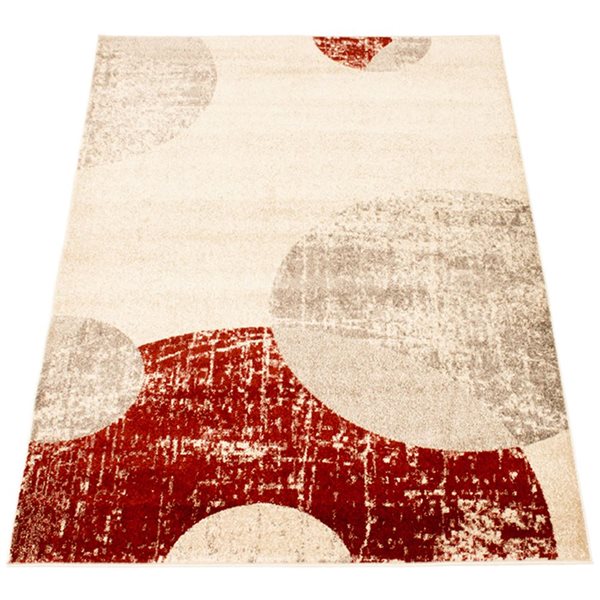 Tapis Bellagio par ECARPET rectangulaire ivoire et rouge de 4 pi x 5,5 pi