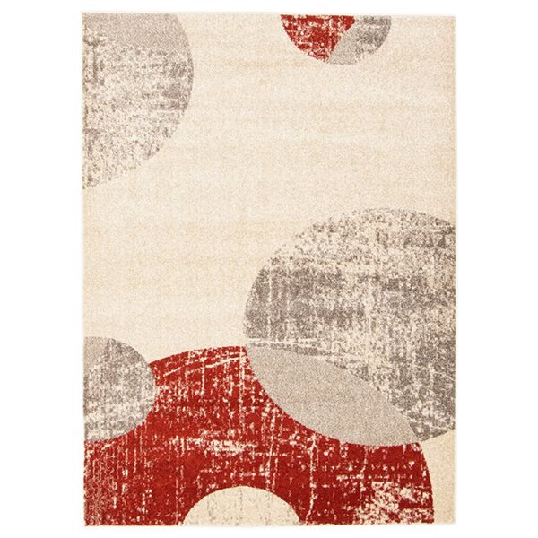 ECARPET Bellagio 4-ft x 5.5-ft Ivory and Red Rectangular Area rug