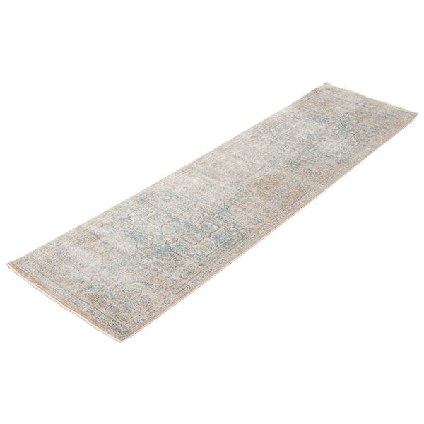 ECARPET Bahama Heriz 3-ft x 10-ft Beige and Blue Rectangular Runner